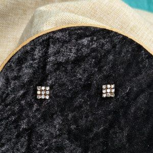 Retro vintage square earrings with rhinestones